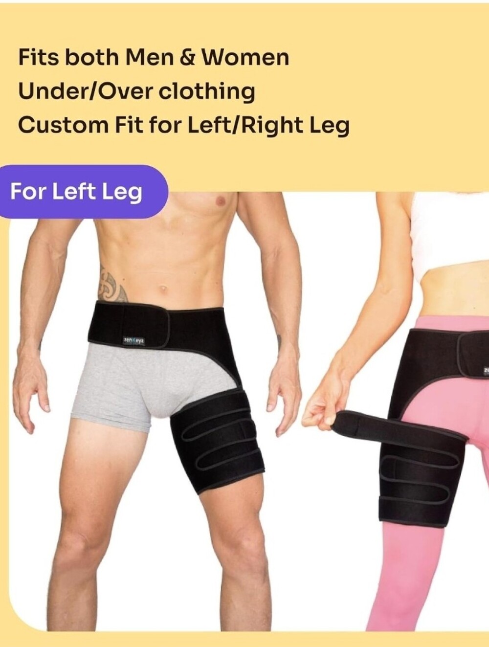 Right Or Left Leg Hip Brace for Men & Women  Copper-Infused Neoprene Support